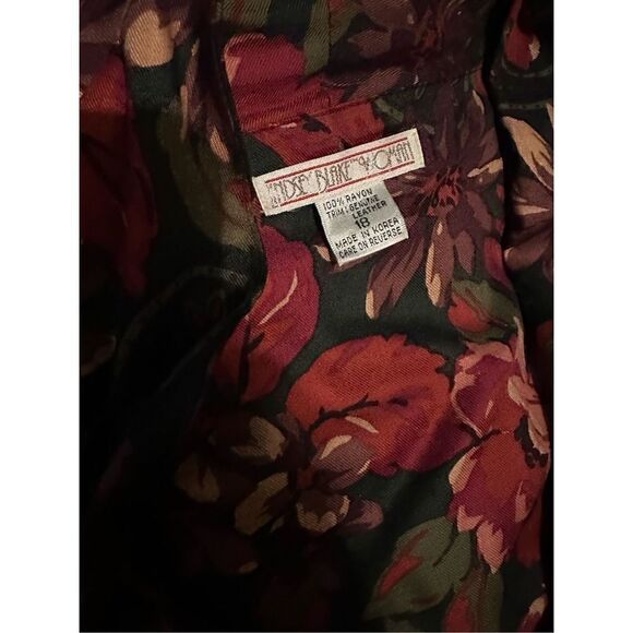 Vintage Lindsey Blake Womens Floral and Suede blouson Style Midi Dress Size 18 - Picture 10 of 13